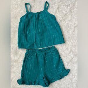 Old Navy Teal Metallic-Thread Tank & Shorts Ocean Breeze Set